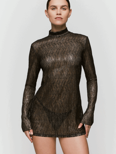 Dunastar Black Short Long-Sleeved Dress – Stylish & Versatile Fashion